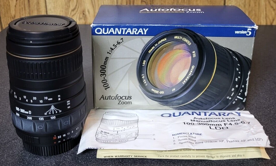 QUANTARAY 100-300mm 1:4.5-6.7 ZOOM LDO for Nikon AF Manual & Box Included - Image 1 of 4