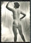 1950s Original Small French Risqué Photo Naked Brunette Rear View Bubble Butt vv