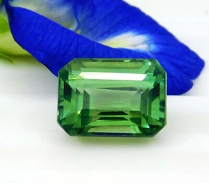 Natural 12.91Ct Teal Green/Blue Sapphire Certified Emerald Cut Loose Gemstone - Picture 1 of 7
