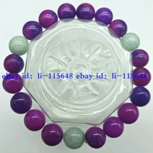 10mm Purple Sugilite&Green Jade Round Gemstone Bead Stretch Elastic Bracelet7.5" - Imagen 1 de 6