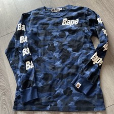 A Bathing Ape blue Camo Long Sleeve BAPE Shirt Blue Authentic Worn Womens Small