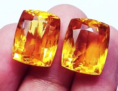 Natural Citrine Cushion Pair 10 to 12 Ct Certified Loose Gemstone H108 - Image 1 of 4