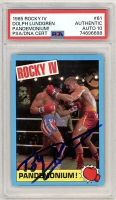 Dolph Lundgren Signed Ivan Drago 1985 Topps Rocky IV  #61 Card PSA AUTO 10 GM MT - Image 1 of 2