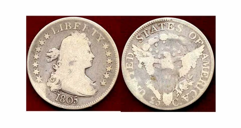 1805 25C-heraldic eagle Draped Bust Quarter ++ Cover