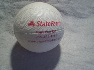 STATE FARM INSURANCE RED & WHITE MINI FOAM BASKETBALL, 4 inches, Wisconsin - Picture 1 of 2