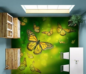 3D Green Butterfly 43RAIN34 Floor WallPaper Murals Wall Print Decal AJ Honey - Picture 1 of 6
