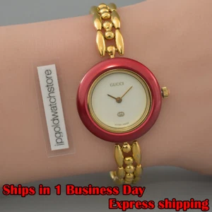 "25Batt" Vintage GUCCI 11/12 Change Bezel 1 Colors Gold 17cm Women Watch JAPAN - Picture 1 of 14
