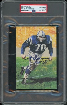 ART DONOVAN HOF SIGNED 1991 GOAL LINE ART POSTCARD /5000 PSA/DNA AUTO - Image 1 of 2