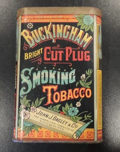 Buckingham Bright Cut Plug Smoking Tobacco Vintage Tin Bagley & Co. Old American - Picture 1 of 8