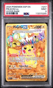 2024 Pokemon SV Surging Sparks 247/191 Pikachu ex Gold Hyper Rare PSA 9 - Picture 1 of 3