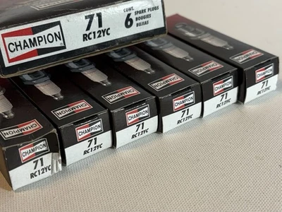 Lot 6 New Champion 71 Copper Plus Spark Plugs #71 RC12YC New in Box - Image 1 of 4