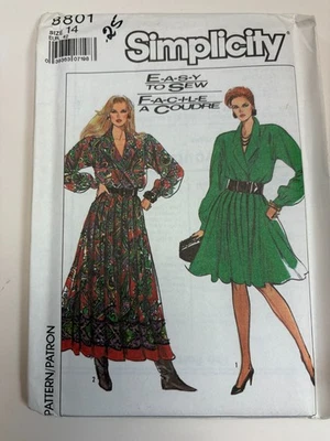Simplicity 8801 pattern, EASY dress, Misses Size 14, UNCUT - Image 1 of 2
