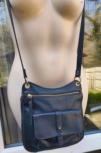 White Stuff Ladies Black 100% Leather Cross Body Shoulder Bag Handbag Adj Strap - Picture 1 of 16