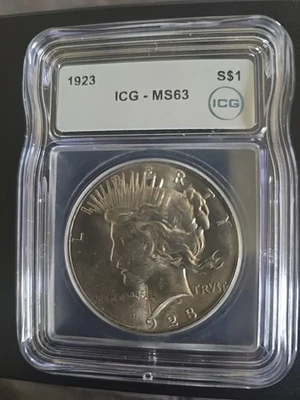 1923 Peace Silver Dollar - ICG - MS 63 - Image 1 of 2
