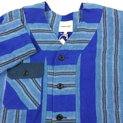 $655 Nicholas Daley Striped Linen Work Cardigan Shirt Jacket Mens Large - Image 1 of 4