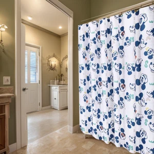 Mickey Mouse Shower Curtain Fun Faces Red White Kids Bathroom 70x72 Disney - Picture 1 of 7