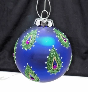 Vintage Beautiful Multicolor Blown Glass Ball Christmas Ornament 3" - Picture 1 of 3