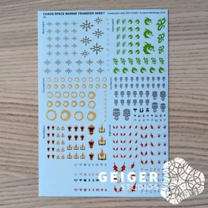WARHAMMER 40K Chaos Space Marines Transfer Sheet Water Slide Decals - Foto 1 di 1