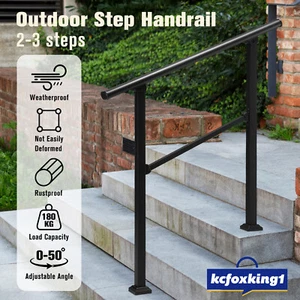 2-3 Steps Outdoor Stair Handrail Outdoor Garden Fench Deck Step Safety Railing - Picture 1 of 12