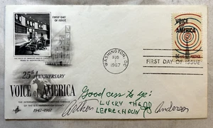 Arthur Anderson signed envelope Original voice Lucky the Leprechaun ACTOR - Picture 1 of 2