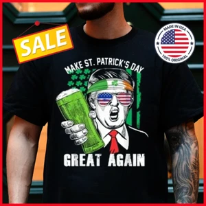 Make St Patrick Day Great Again Trump Drinking Beer Shirt - Bild 1 von 3