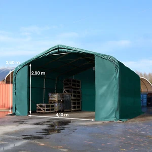 Zelthalle 6x6m Lagerzelt mit 4,1x2,9 m Tor, PRIMEtex 2300 N dunkelgrün - Bild 1 von 8