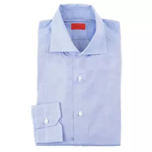 Isaia Regular-Fit Hemd "Italia" himmelblau gewebt Baumwolle 15,5 (EU 39) Neu mit Etikett - Bild 1 von 6