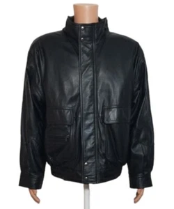 Members Only Soft Genuine Leather Black Motorcycle Bomber Zip Jacket Size Large - Picture 1 of 12