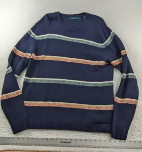 Perry Ellis Sweater Men's L Wool Blend Blue Striped - Picture 1 of 6