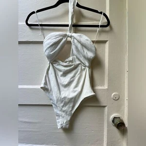 Atoir white cream the fleur one shoulder natural fiber bandeau bodysuit small - Picture 1 of 12