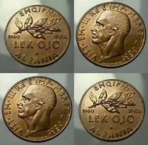 ALBANIA 0,10 LEK 1940 FIOR DI CONIO BRONZO DORATO UNCIRCULATED TOP QUALITY - Picture 1 of 3