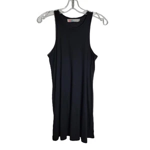 Free People Beach Black Ribbed Tank Dress Size Small A-Line Swing Soft Stretch - Picture 1 of 7