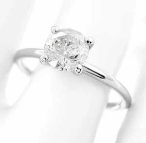 Diamond Engagement Ring - 1.04ct. (Natural) 14K White Gold Certified GCI US 7.25 - Picture 1 of 5