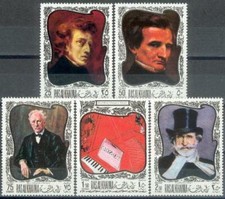1969 Ras al Khaima ** Mi.276/80A paintings paintings paintings composers composer Chopin
