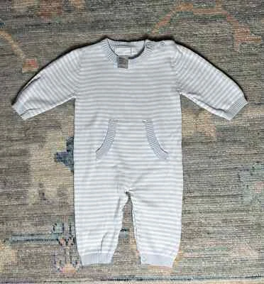 Новый элегантный детский сине-белый полосатый комбинезон без ног 3-6 месяцев - Изображение 1 из 4