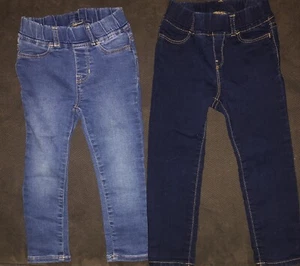 2 Pair Gap Denim Jegging Jeans Stretch Girls 3 Toddler-Dark Wash & Medium Wash - Picture 1 of 7