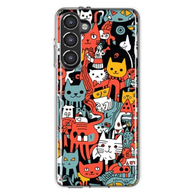Funda a prueba de golpes para Samsung Galaxy S23 gatos psicodélicos amigos arte Foto 1 de 4