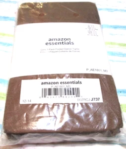 Amazon Essentials Girl's 3-Pk Footed Dance Tights-SZ 12-14-BROWN-NWT IN PACKAGE - Picture 1 of 7