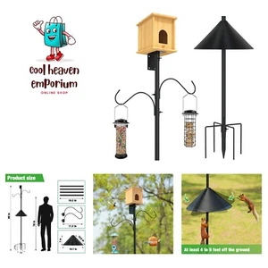 Bird House Pole 80 Inch Bird Feeder Pole with Squirrel Baffle and 2 Hooks - H... - Picture 1 of 8