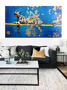 Art Painting Banksy leopard street style graffiti artwork not print Huge repro - Picture 1 of 7