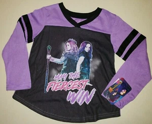 girls NEW NWT DISNEY DESCENDANTS 3 PAJAMA TOP SLEEPWEAR SHIRT purple black CUTE - Picture 1 of 1