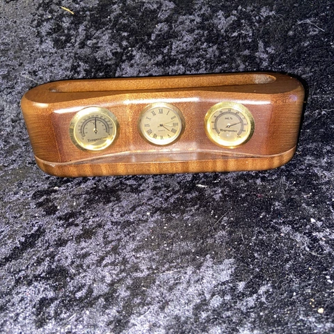 baruch college natural wood product made in usa clock hygrometer temperature tri Cover