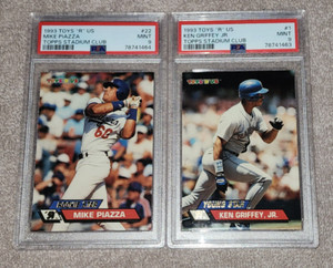 2 PSA 9 1993 TOYS R US Topps Stadium Club #22 Mike Piazza & #1 Ken Griffey JR!