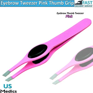 Hair Removal Eyebrow Tweezer Slant Tip Thumb Grip Nose Ear Hair Eyebrow Tweezer - Picture 1 of 5