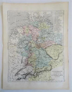 Western Germany German Confederation Bavaria Prussia Hanover c. 1855 Dufour map - Picture 1 of 4