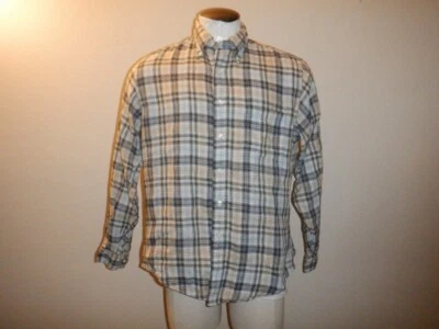 Camisa de vestir para hombre Brooks Brothers Slim Fit TODO LINO IRLANDÉS talla L beige a cuadros LS BF Foto 1 de 4