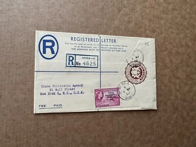 Ghana 1958 Uprated Reg Stationery +QEII O/P #8 +NYC Arrival CDS +Neat - Image 1 of 2