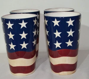 Juego de 4 vasos vintage estrellas y rayas - Imagen 1 de 4