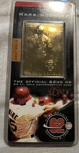 1998 Fleer Mark McGwire 23KT Gold Card Factory Sealed "62ND HOMERUN" LESEN - Bild 1 von 2
