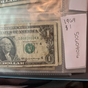 1969 $1 Note Old Currency serial number 50609016 - Picture 1 of 8